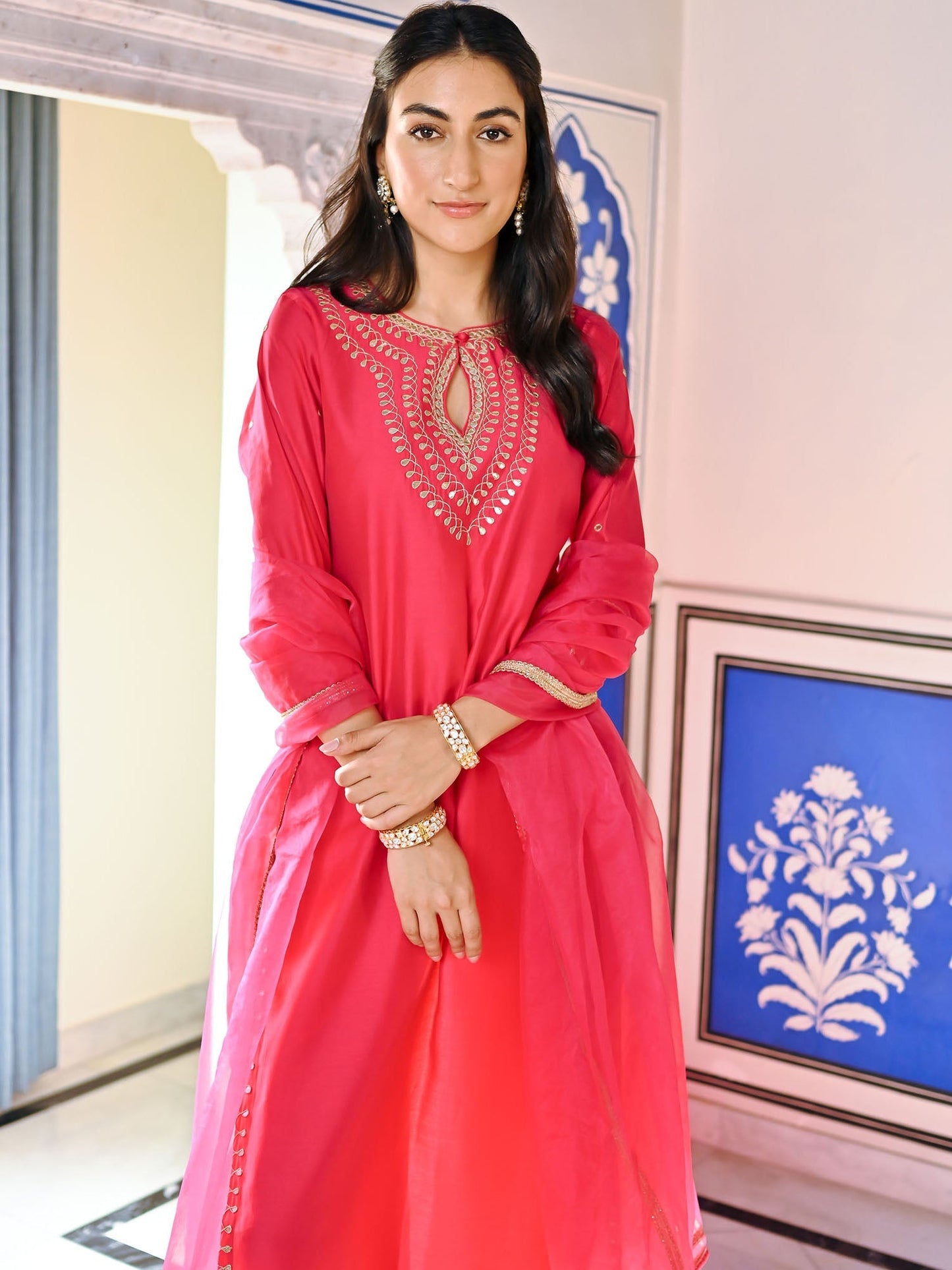 Pink Gota Patti Kurta Set