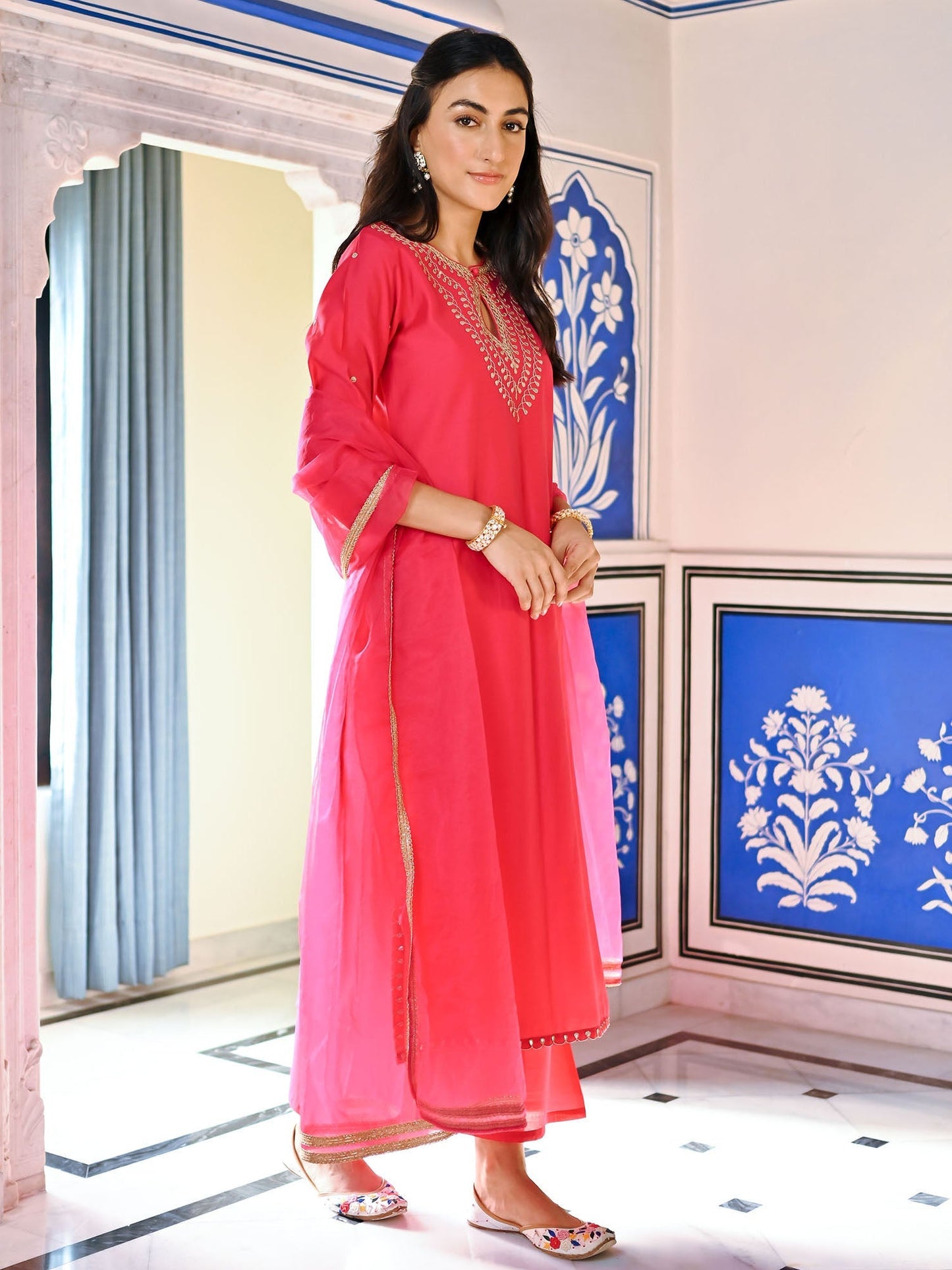 Pink Gota Patti Kurta Set