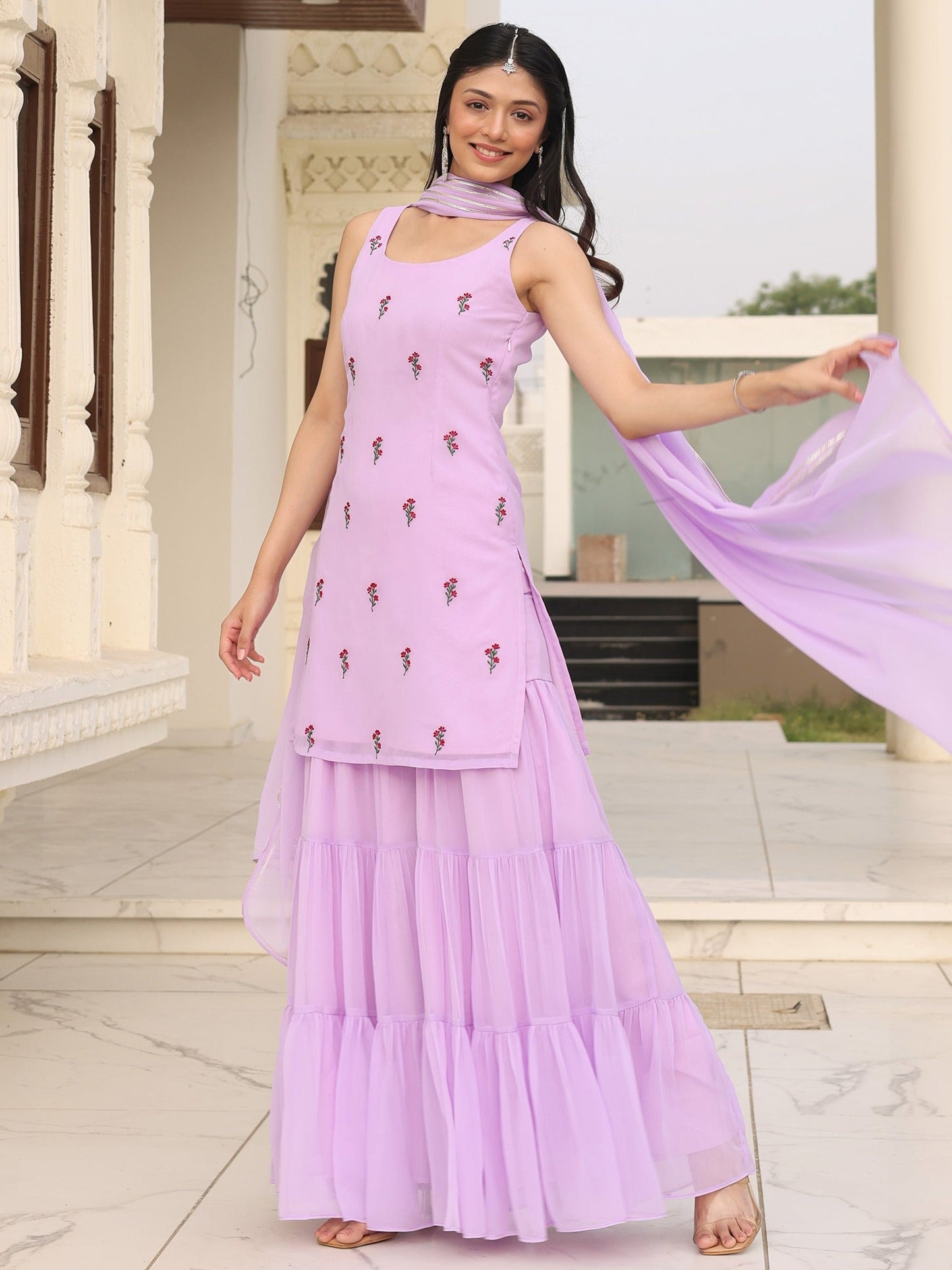 Poo's Iconic Purple Sharara Set