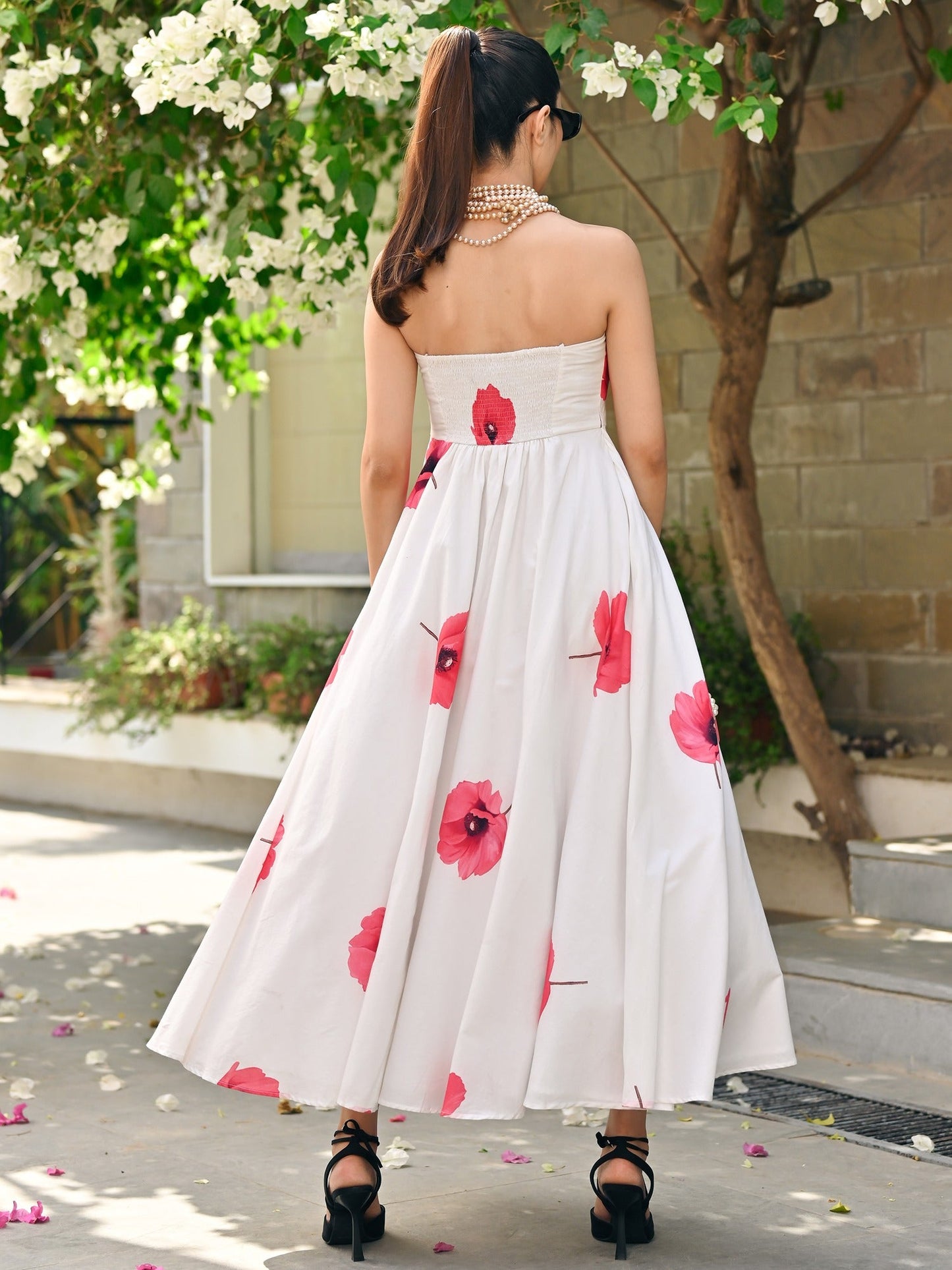 White Floral Tube Dress