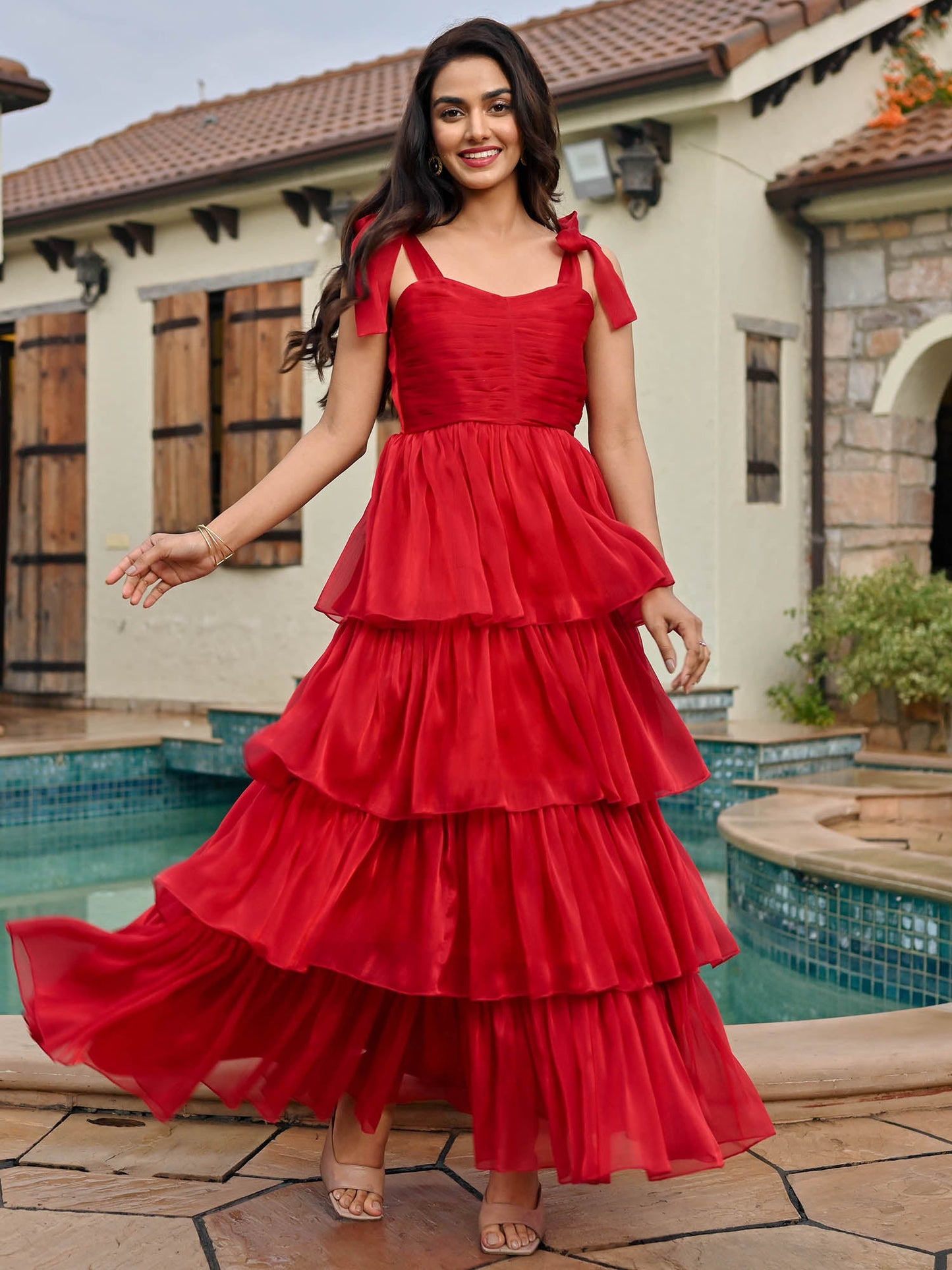 Amica Red Tier Dress