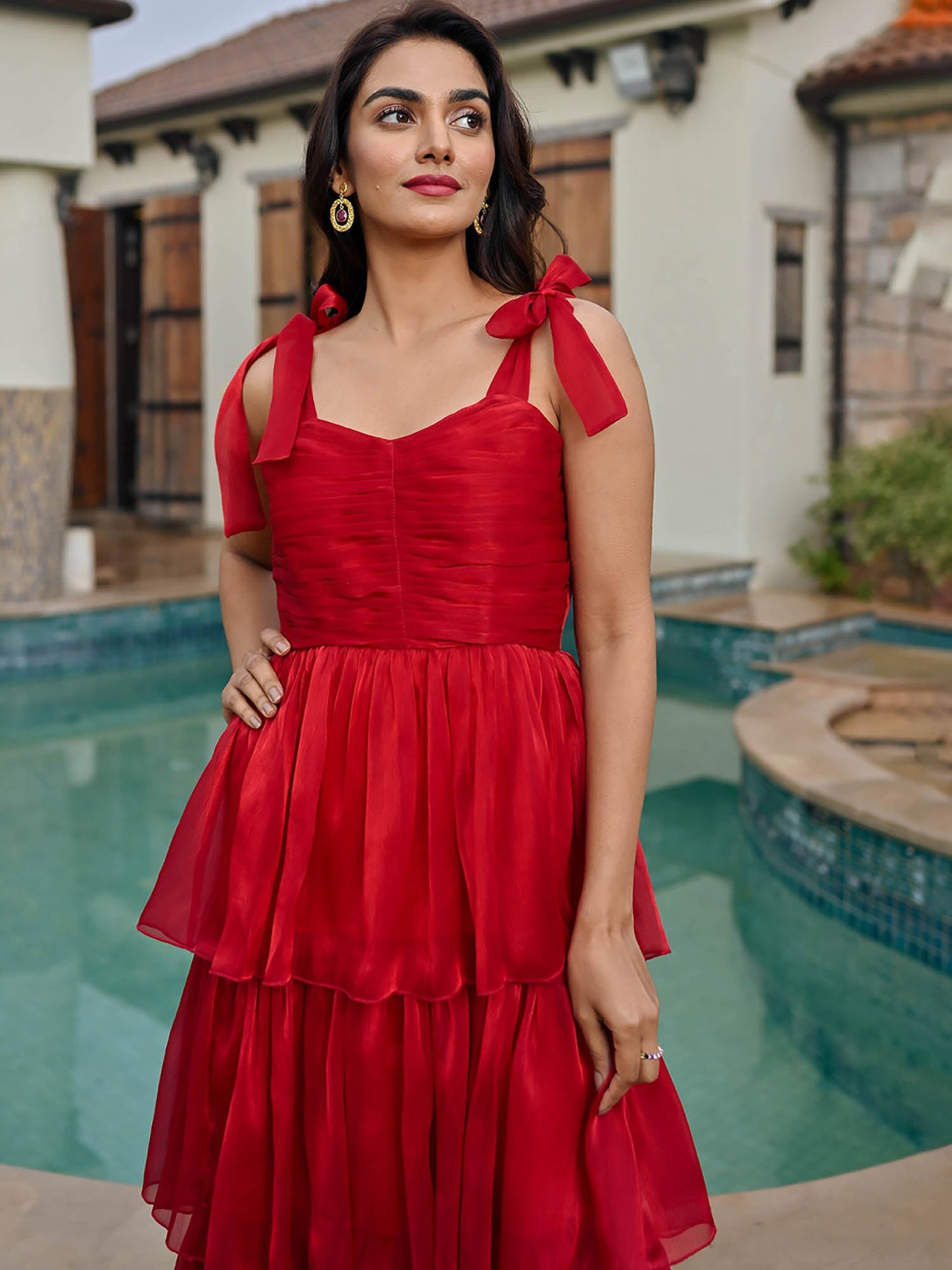 Amica Red Tier Dress