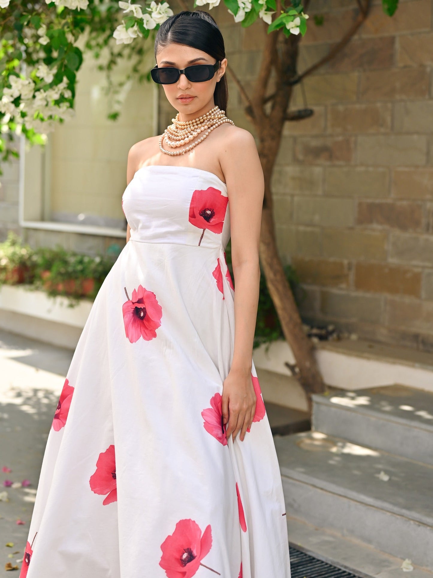 White Floral Tube Dress