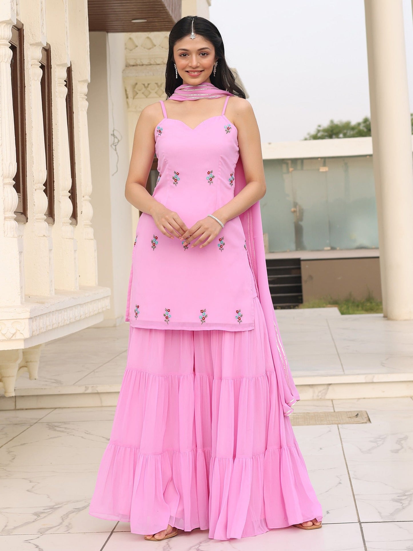 Poo's Iconic Pink Sharara Set