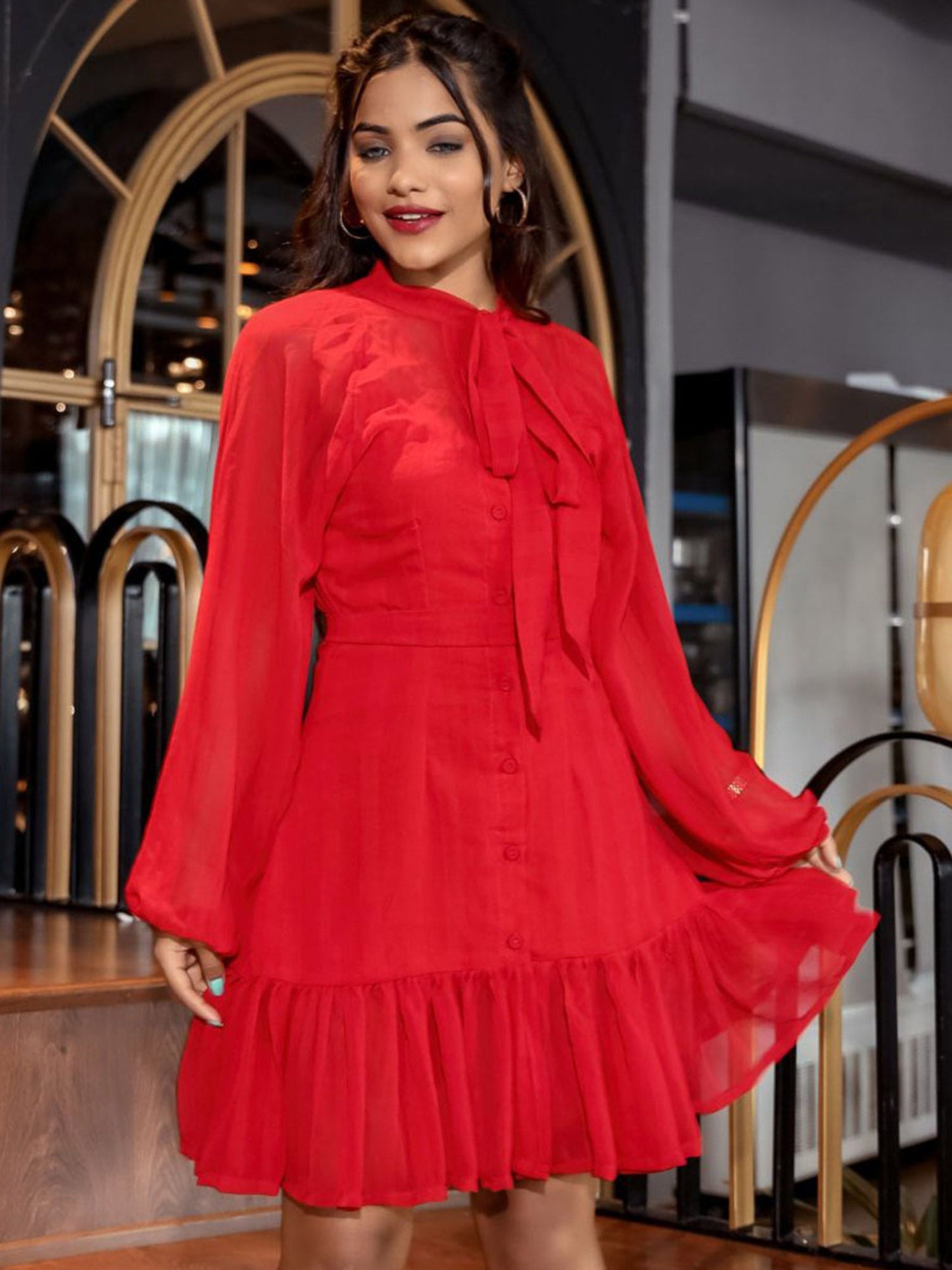 Red Chiffon Dress