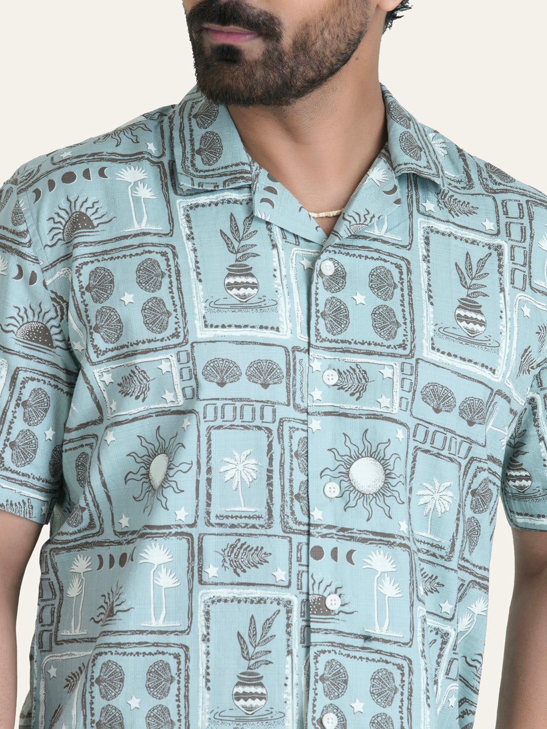 Blue Printed Cotton Shirt