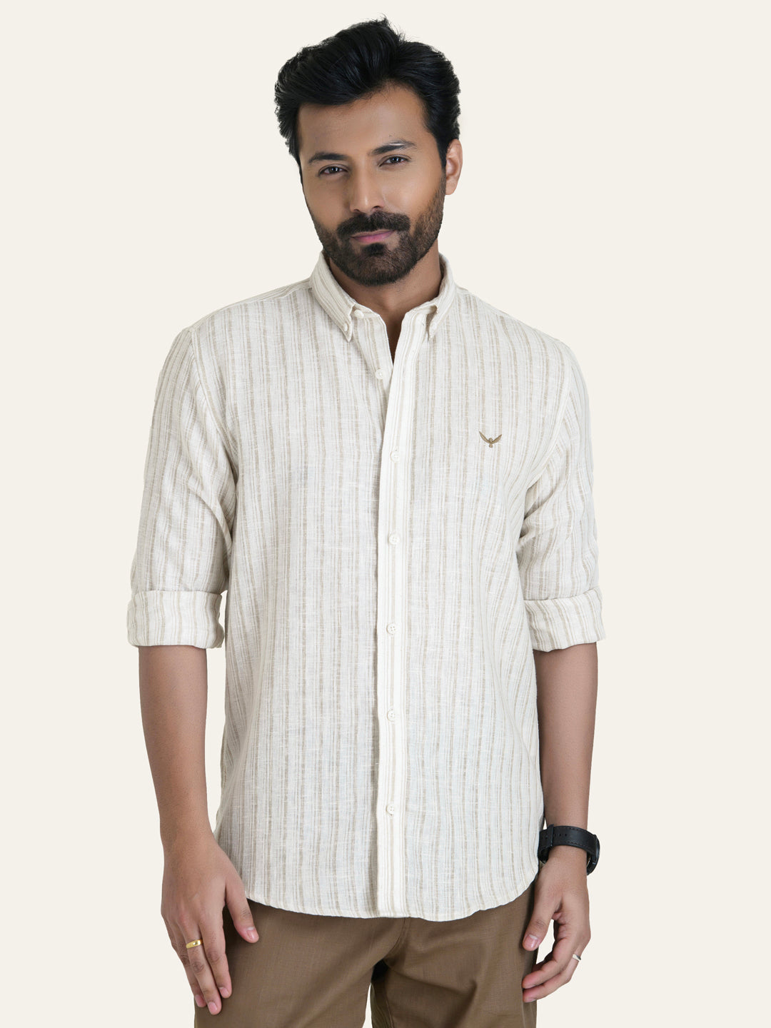 Mustard Striped Linen Cotton Shirt