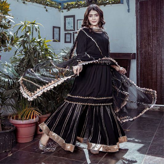 Black Rayon Sharara Kurta